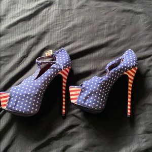 Red, White & Blue Platform heel